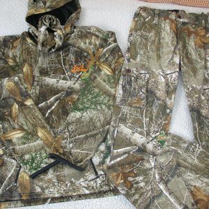 RealTree Camo Hoodie Face Mask Youth sz 18 & Cargo Pants 14/16 Hunting Outdoor